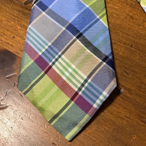 Tommy Hilfiger multicolored pastel plaid silk necktie - Picture 2 of 10